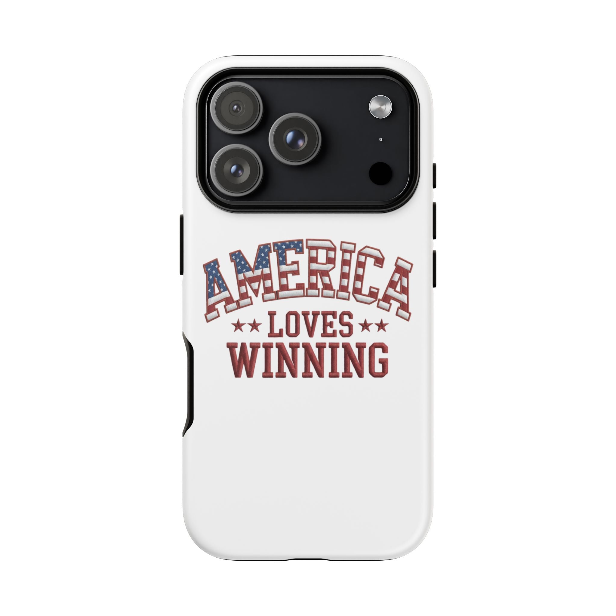 America Loves Winning Patriotic Phone Case – Tough Dual Layer iPhone & Samsung Galaxy S26 Case