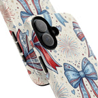 Patriotic Coquette Bows Phone Case – Americana Ribbon & Fireworks Design Printify