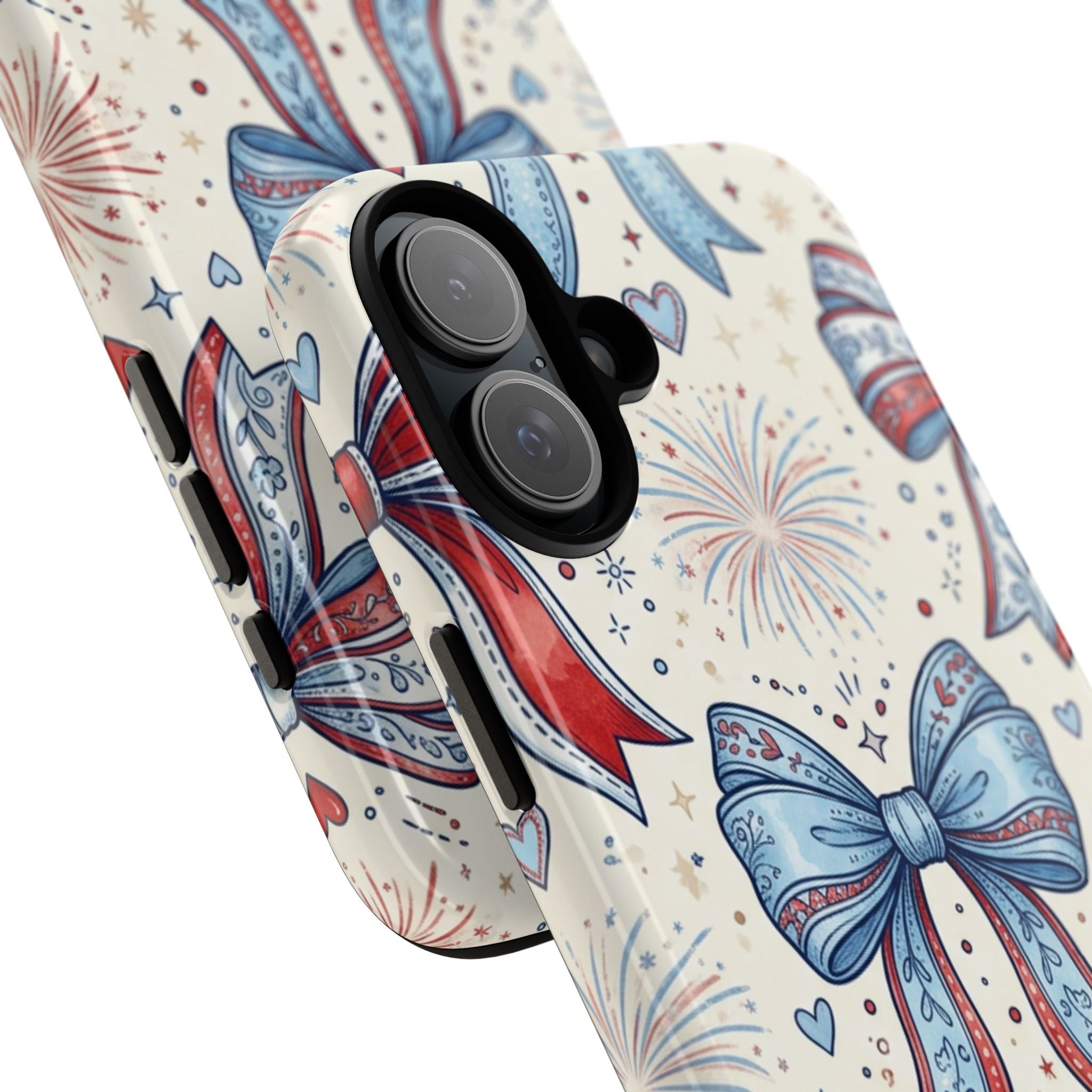 Patriotic Coquette Bows Phone Case – Americana Ribbon & Fireworks Design Printify