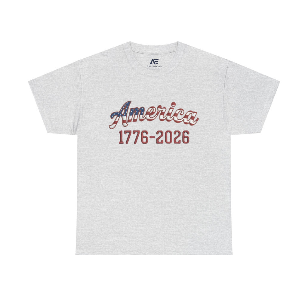 "America 1776–2026" Patriotic Unisex Cotton T-Shirt – Gildan 5000 Heavy Tee FIXED