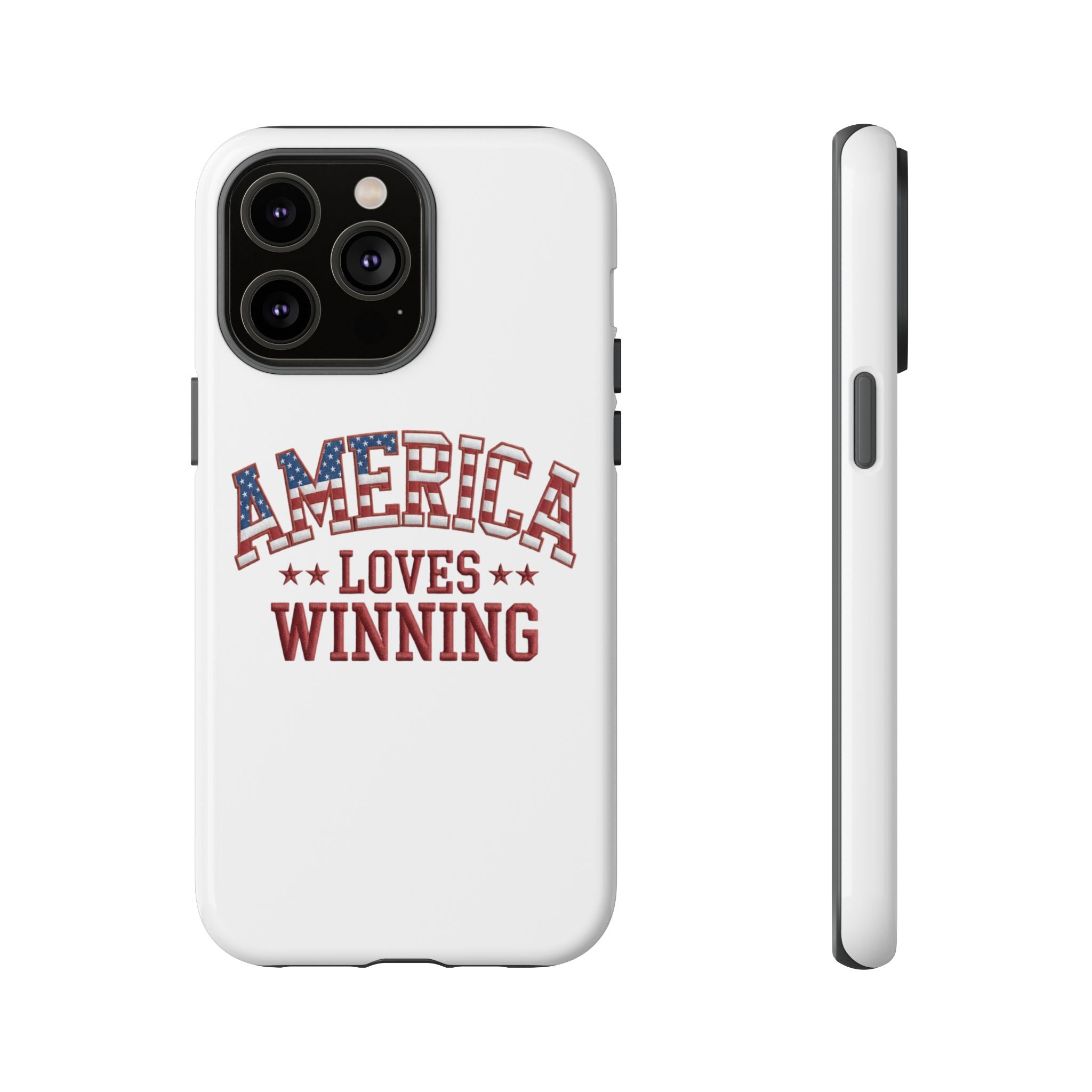 America Loves Winning Patriotic Phone Case – Tough Dual Layer iPhone & Samsung Galaxy S26 Case