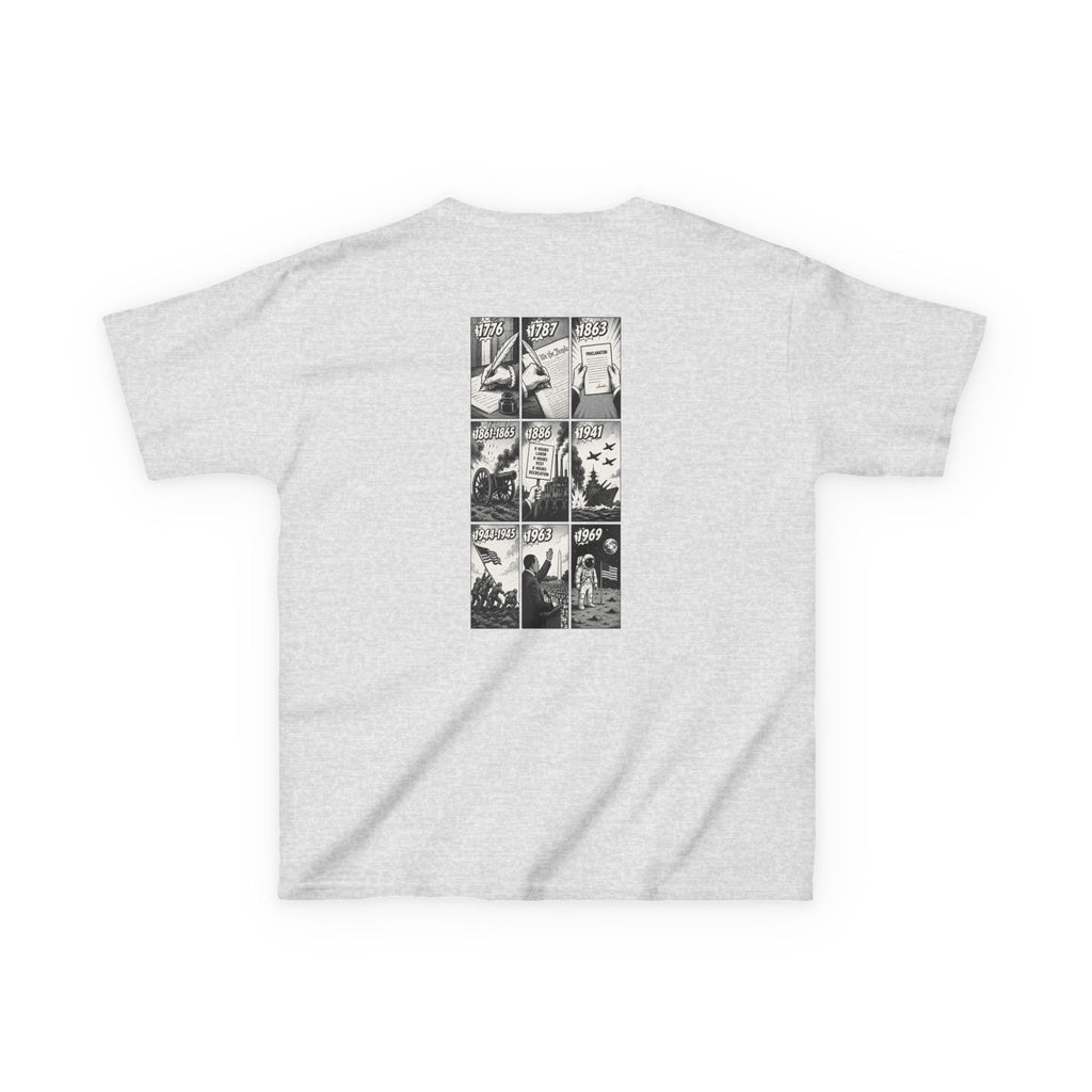 America Comic Book History Kids Tee Printify