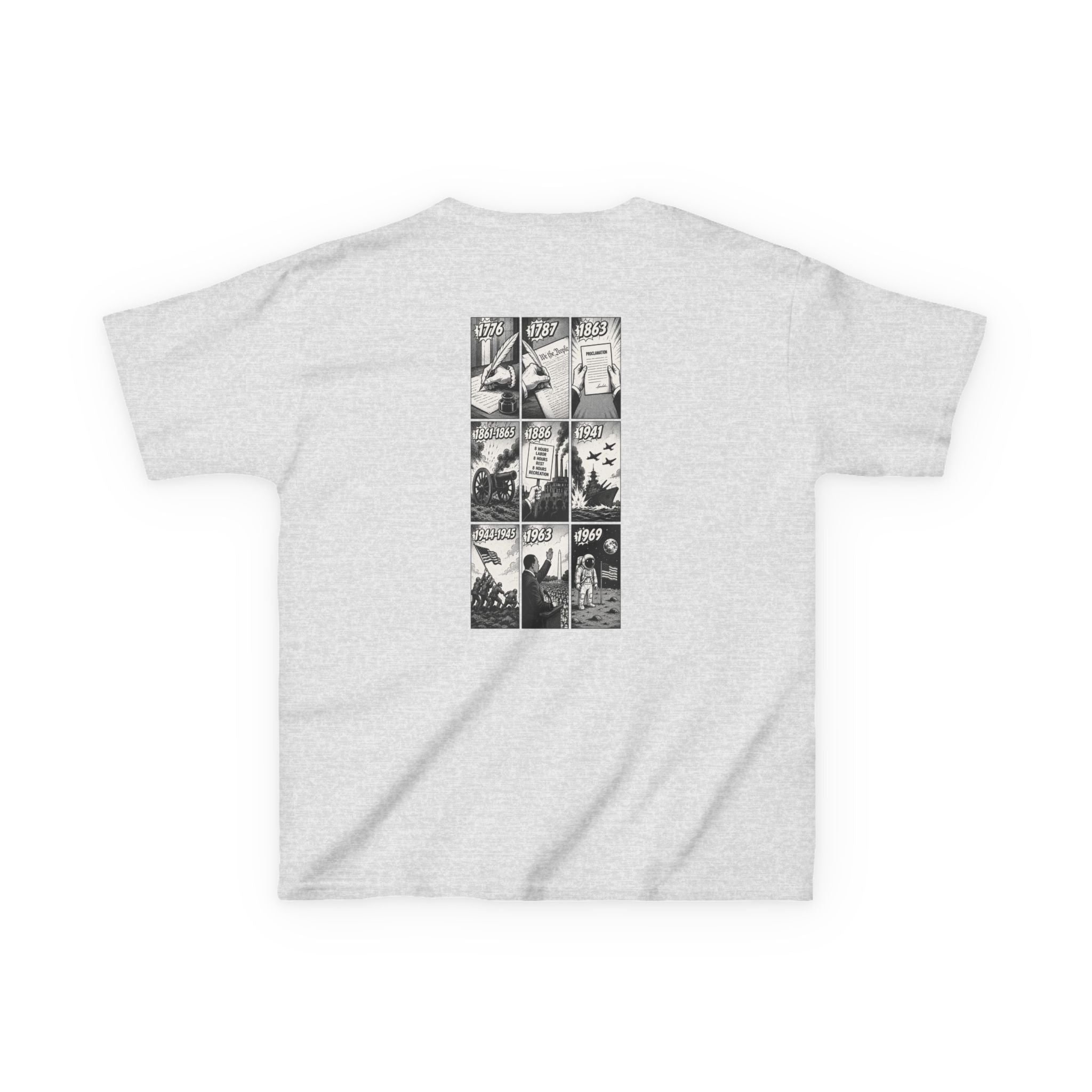 America Comic Book History Kids Tee Printify