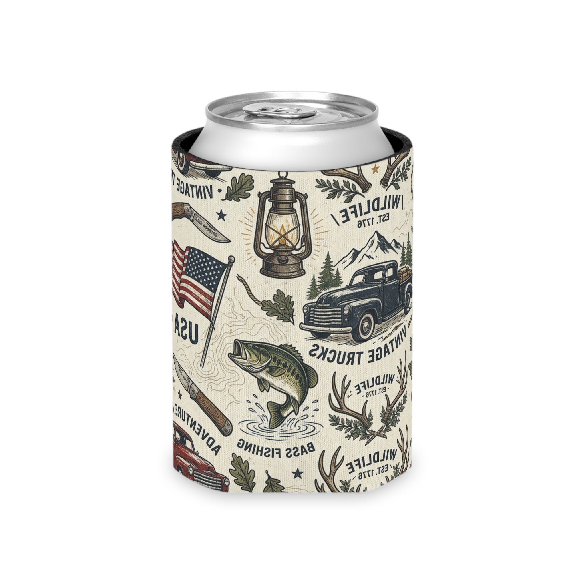 Vintage Americana Outdoors Can Cooler Printify