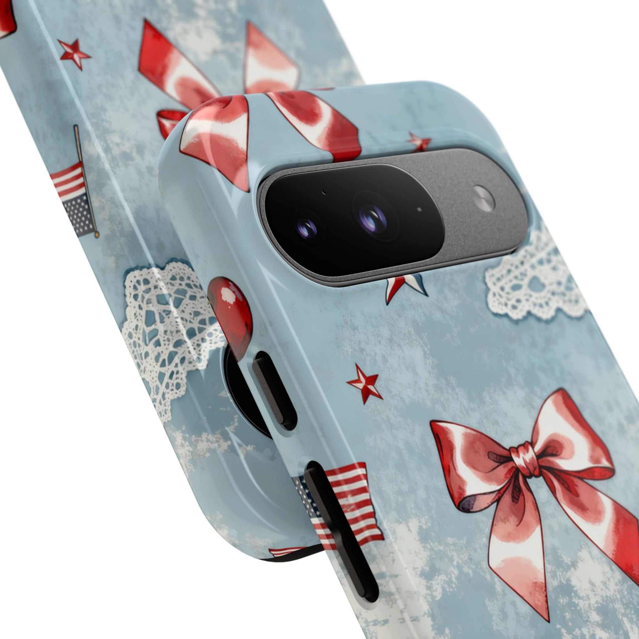Americana Coquette Cherry Bow Phone Case Printify