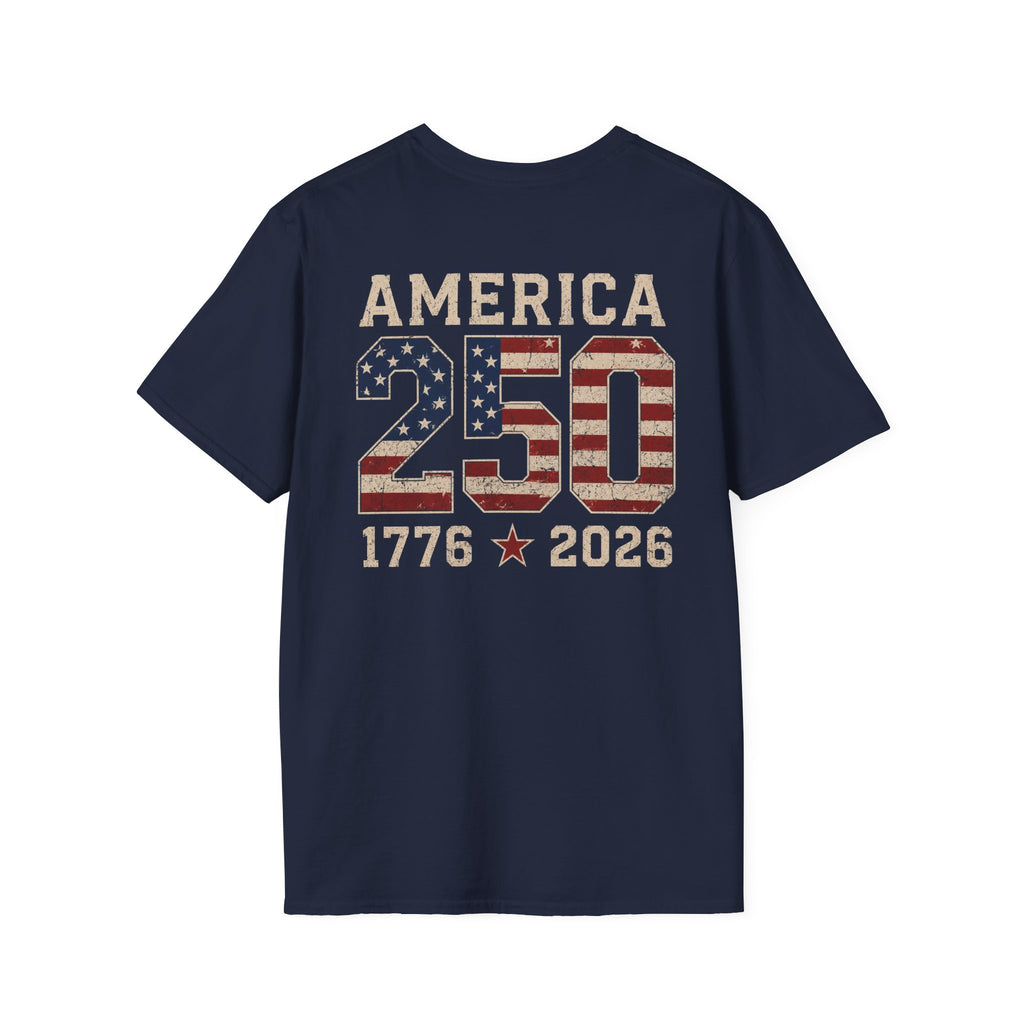 American Flag Pocket T-Shirt — "America's" Small Logo Patriotic Tee Printify