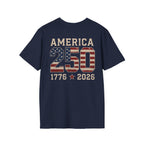 American Flag Pocket T-Shirt — "America's" Small Logo Patriotic Tee Printify