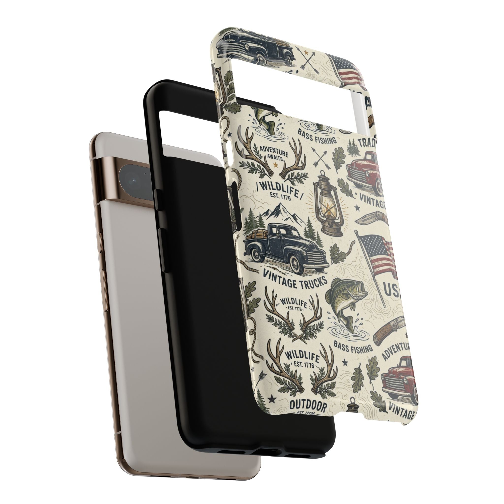 Patriotic Outdoors Phone Case – Bass Fishing & Vintage Americana Case Printify