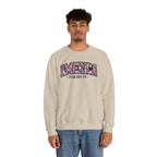 America Floral Varsity Crewneck Sweatshirt – Vintage Patriotic Pullover Printify