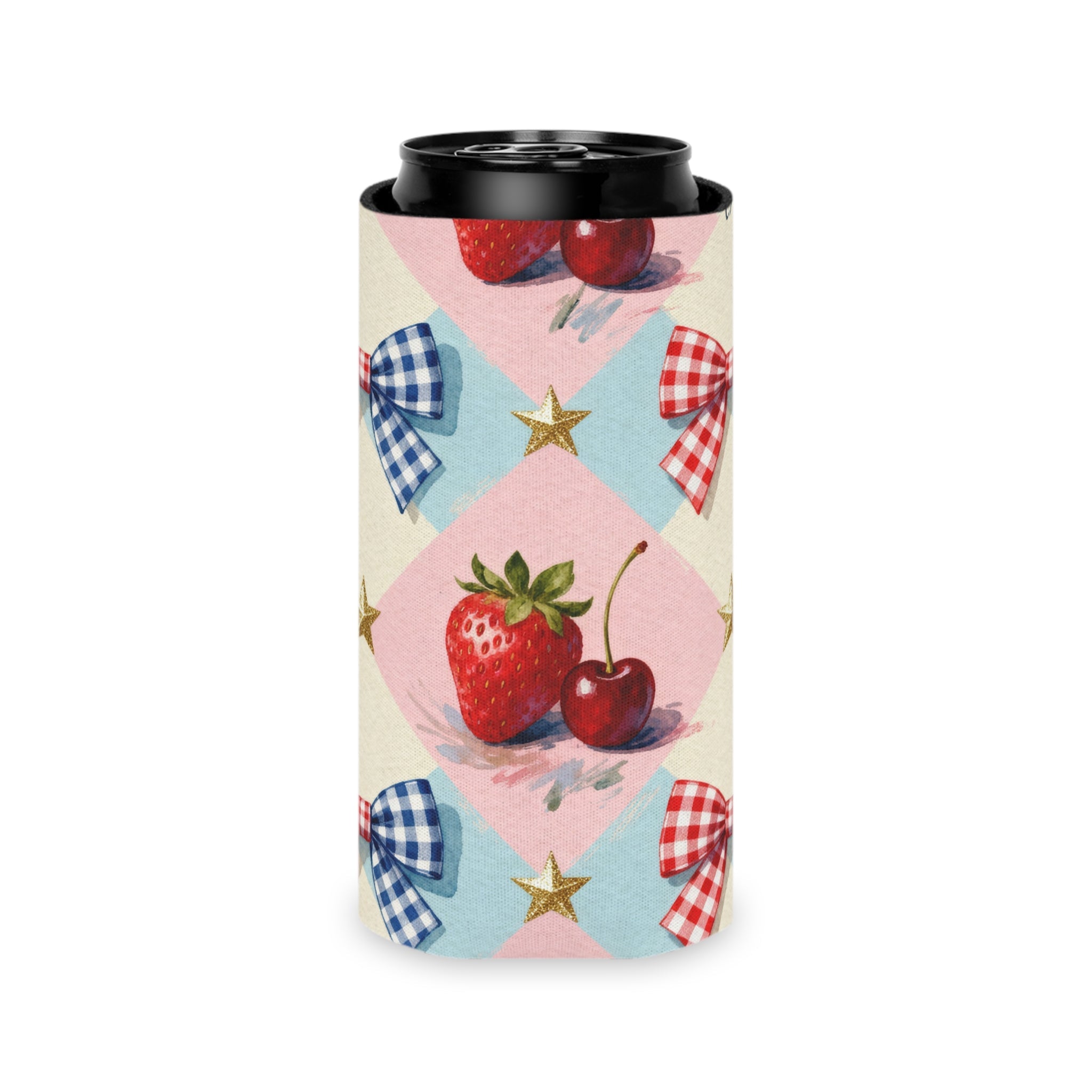 Americana Cherry Picnic Can Cooler Printify