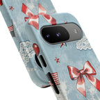 Americana Coquette Cherry Bow Phone Case Printify
