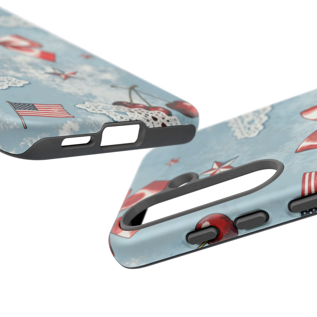 Americana Coquette Cherry Bow Phone Case Printify
