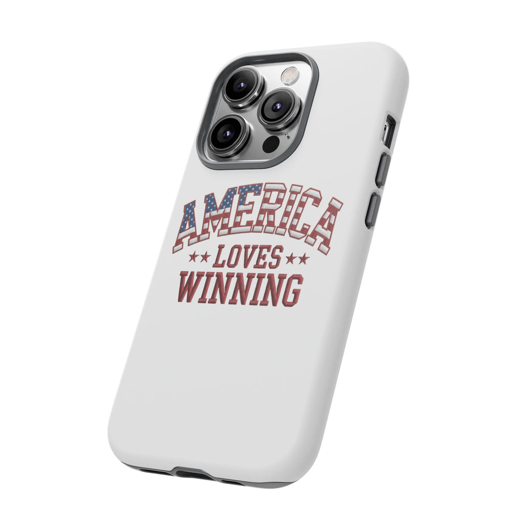 America Loves Winning Patriotic Phone Case – Tough Dual Layer iPhone & Samsung Galaxy S26 Case