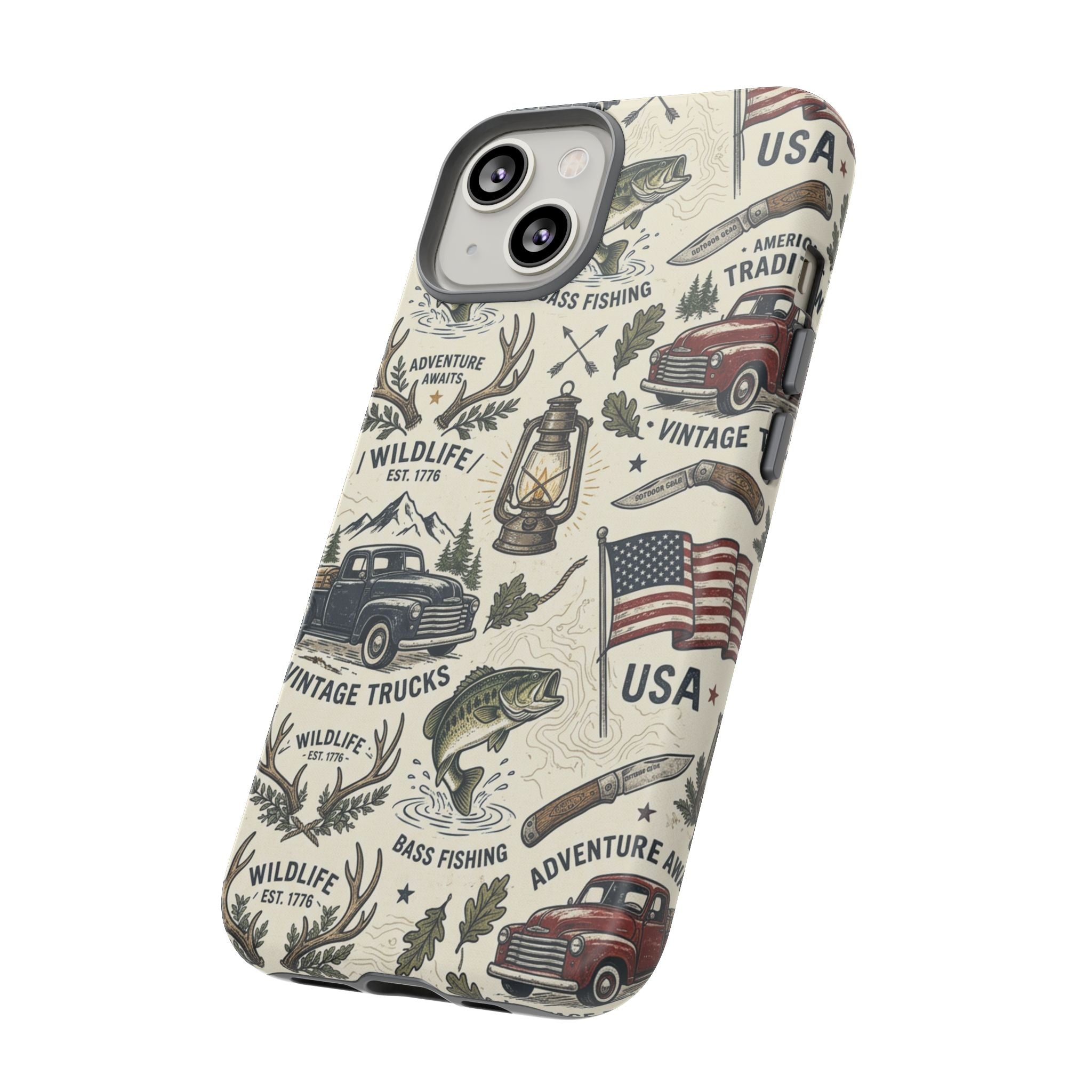 Patriotic Outdoors Phone Case – Bass Fishing & Vintage Americana Case Printify