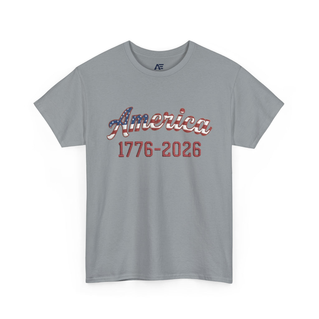 "America 1776–2026" Patriotic Unisex Cotton T-Shirt – Gildan 5000 Heavy Tee FIXED