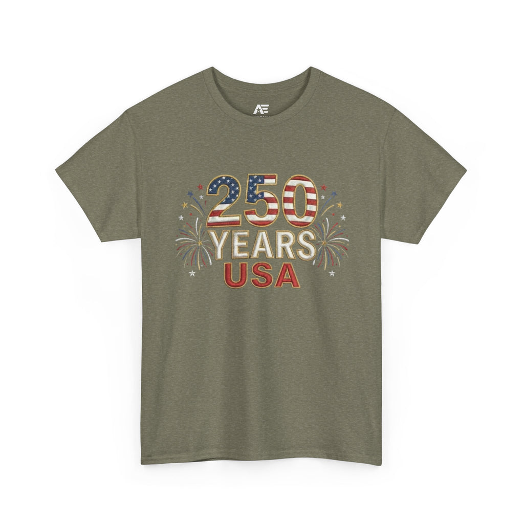 "250 YEARS" Patriotic Unisex Cotton T-Shirt – Gildan 5000 Heavy Tee