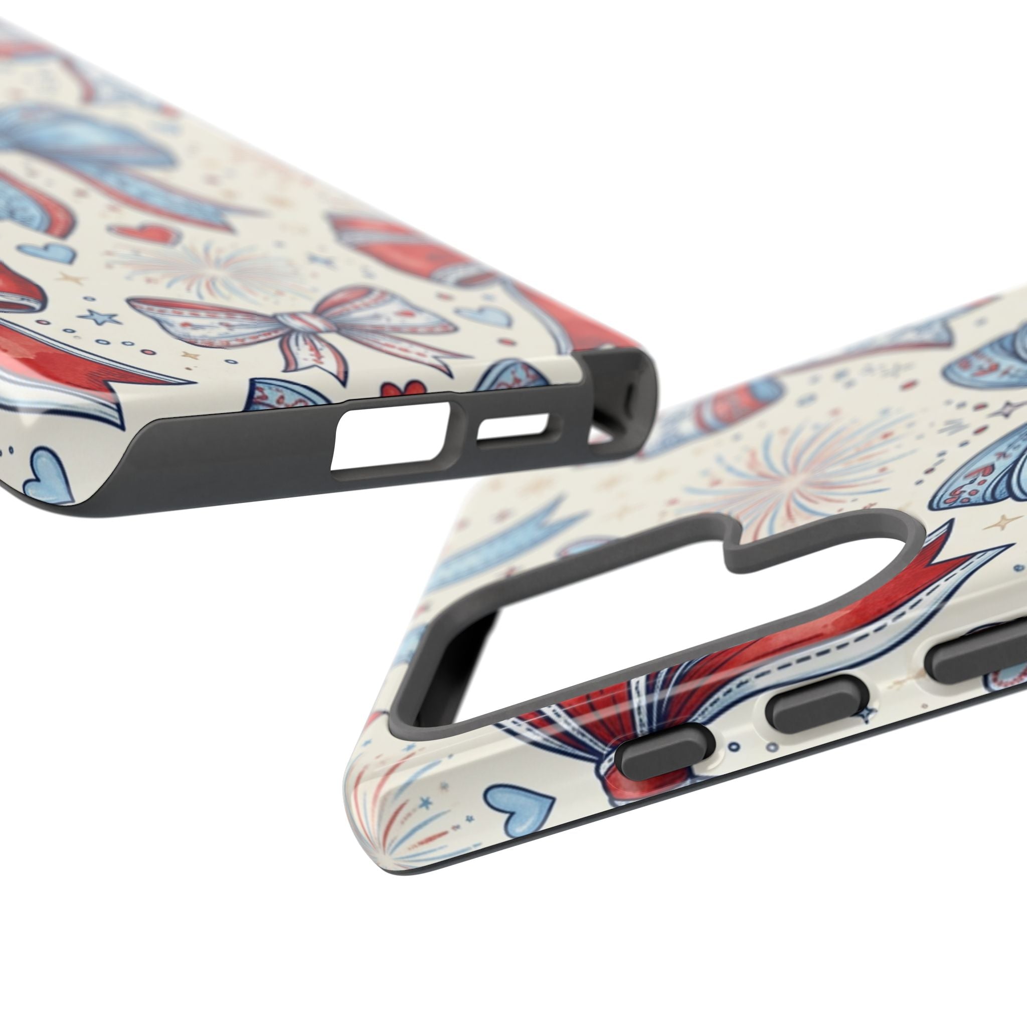 Patriotic Coquette Bows Phone Case – Americana Ribbon & Fireworks Design Printify