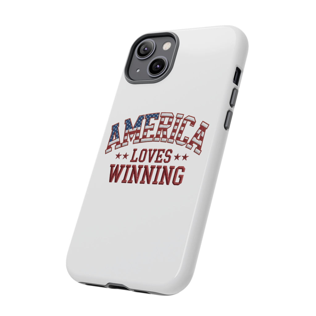 America Loves Winning Patriotic Phone Case – Tough Dual Layer iPhone & Samsung Galaxy S26 Case