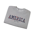 America Wildflower Crewneck Sweatshirt – Vintage Patriotic Floral Pullover Printify