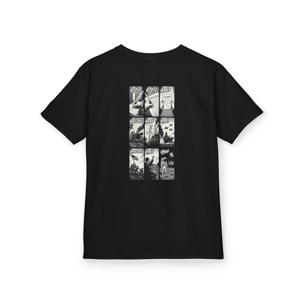 America Comic Book History Kids Tee Printify