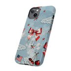 Americana Coquette Cherry Bow Phone Case Printify