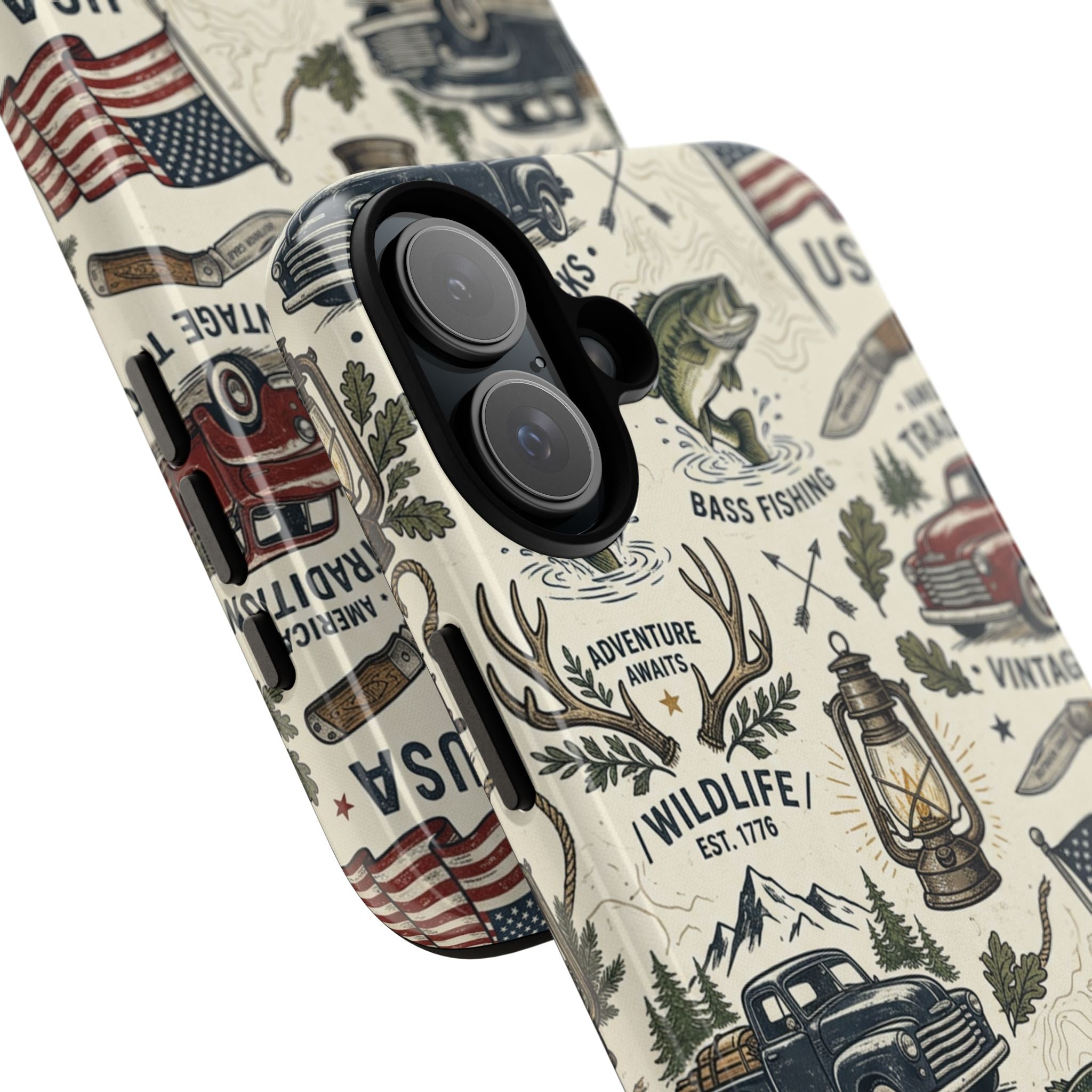 Patriotic Outdoors Phone Case – Bass Fishing & Vintage Americana Case Printify