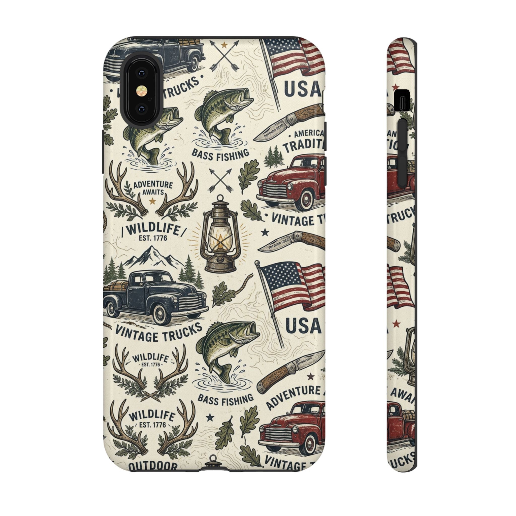 Patriotic Outdoors Phone Case – Bass Fishing & Vintage Americana Case Printify