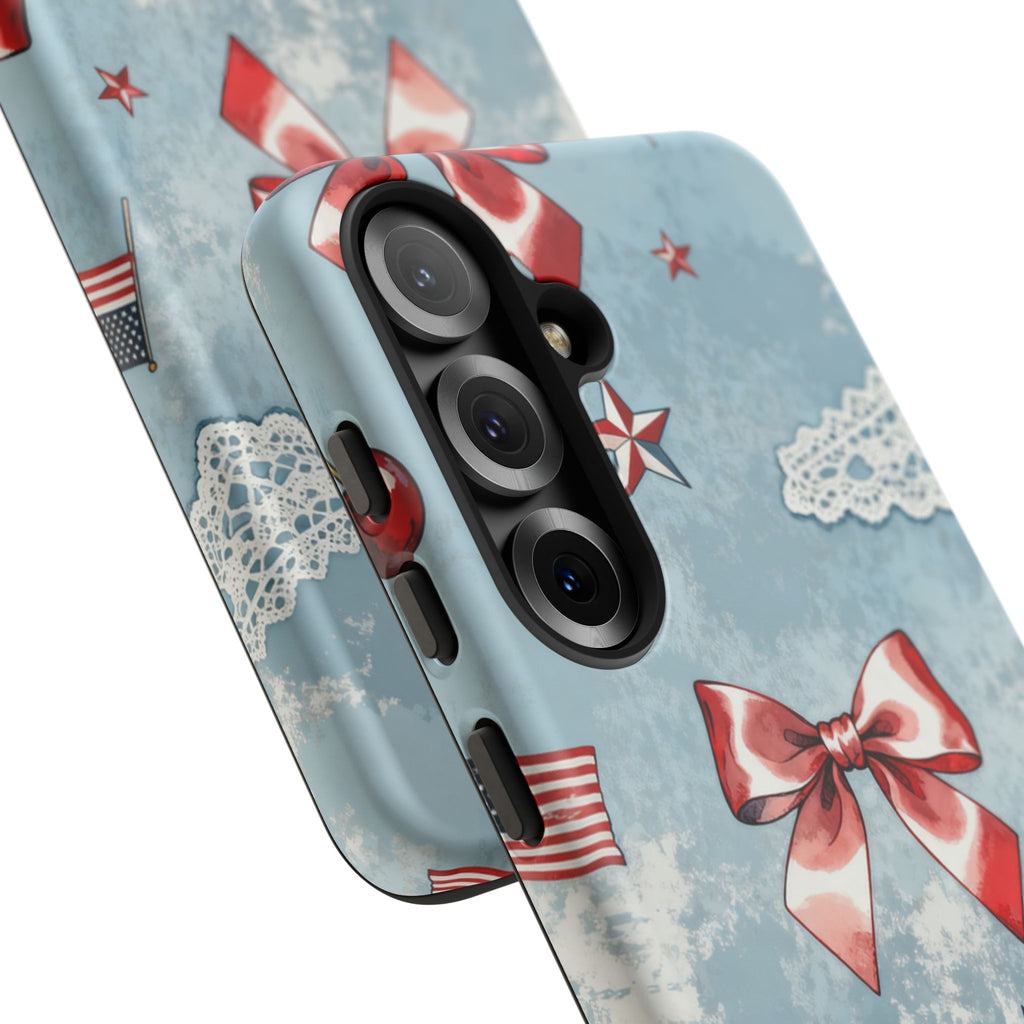 Americana Coquette Cherry Bow Phone Case Printify