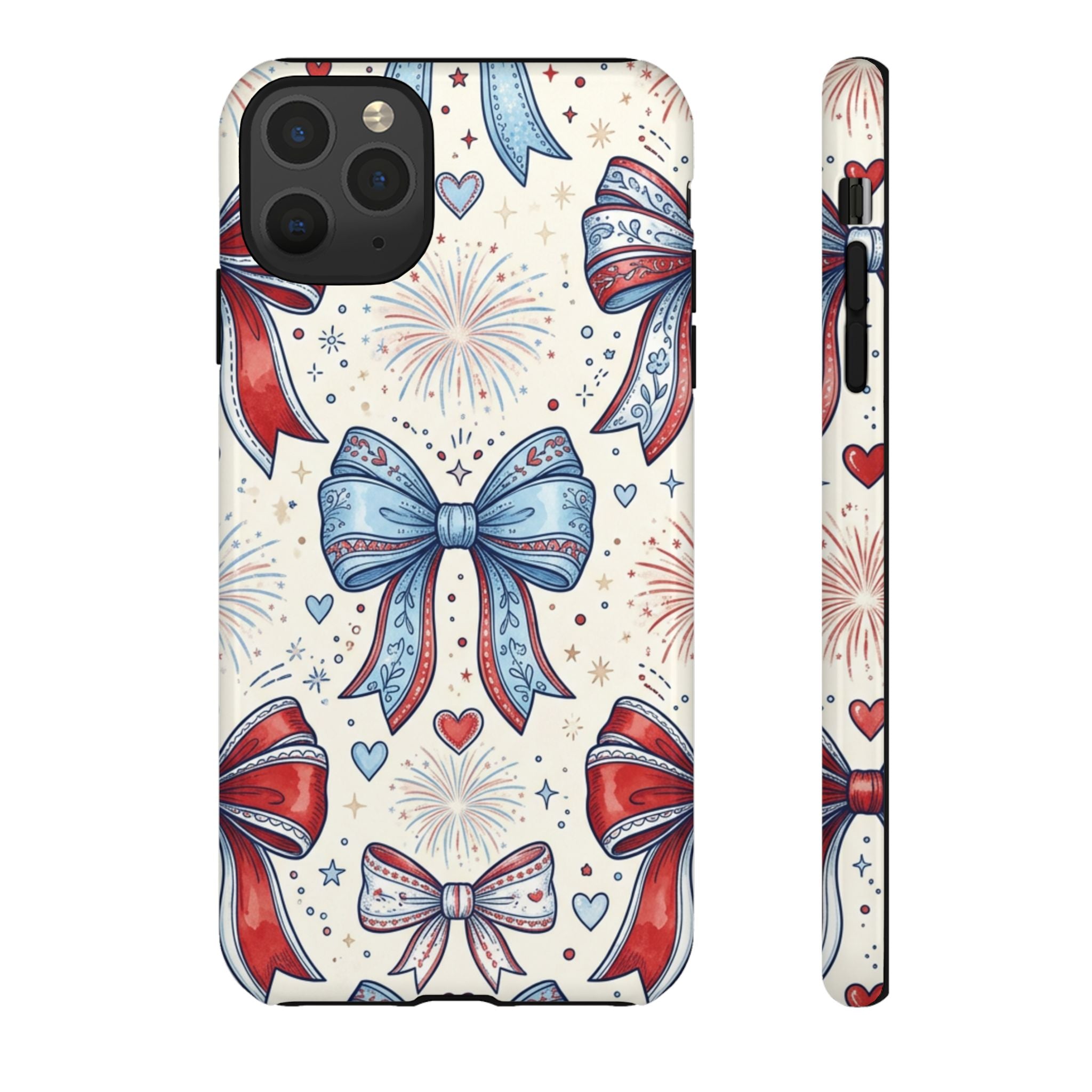 Patriotic Coquette Bows Phone Case – Americana Ribbon & Fireworks Design Printify