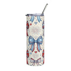 20oz Stainless Steel Tumbler — Bows, Fireworks & Hearts Design Printify