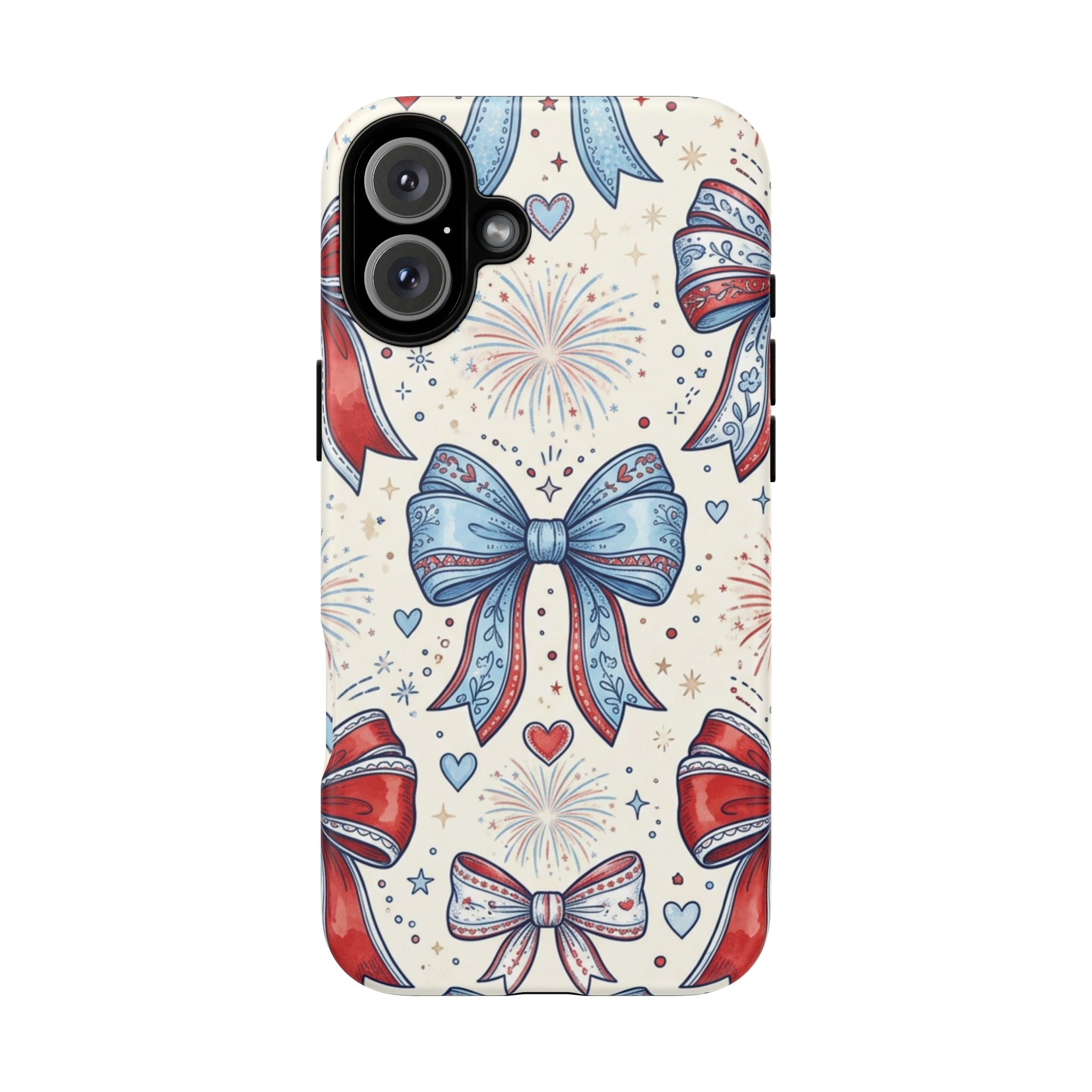 Patriotic Coquette Bows Phone Case – Americana Ribbon & Fireworks Design Printify