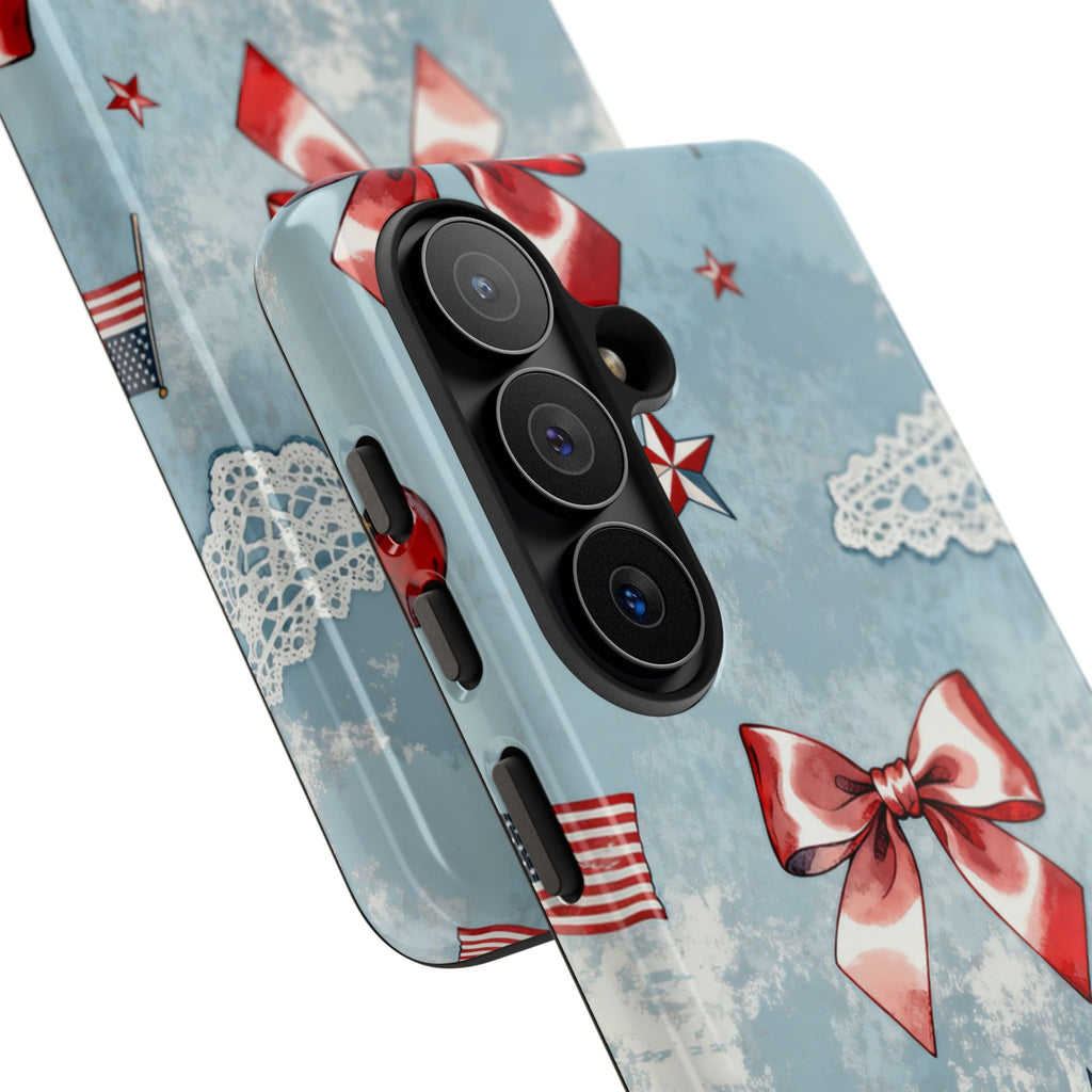 Americana Coquette Cherry Bow Phone Case Printify