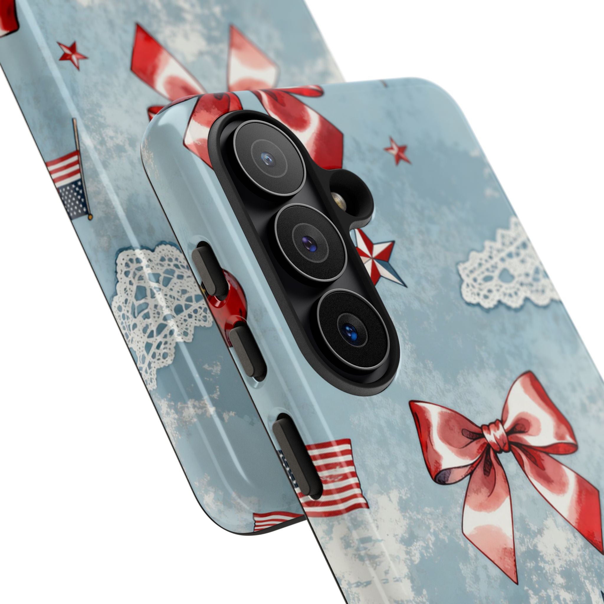 Americana Coquette Cherry Bow Phone Case Printify