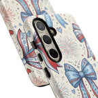 Patriotic Coquette Bows Phone Case – Americana Ribbon & Fireworks Design Printify