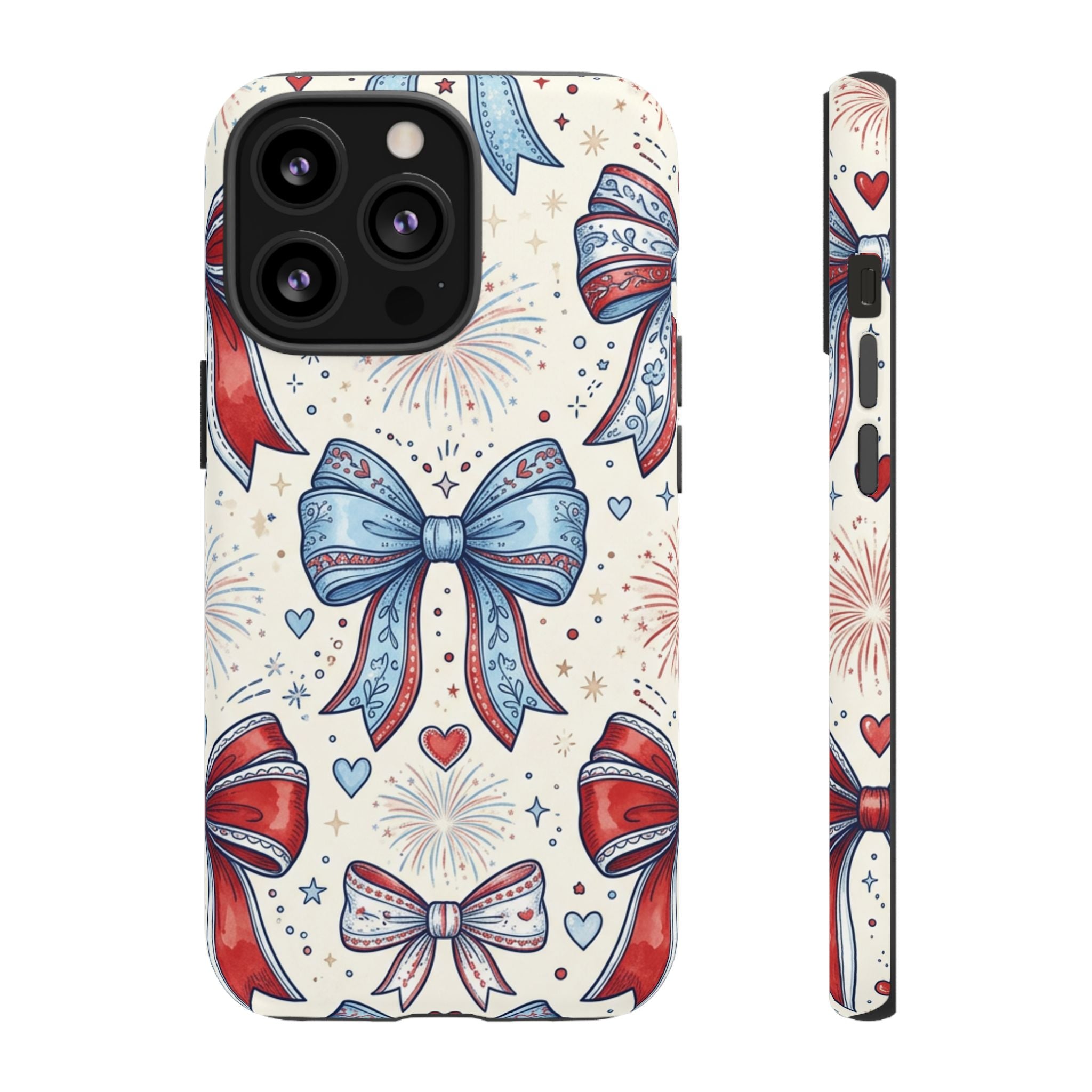 Patriotic Coquette Bows Phone Case – Americana Ribbon & Fireworks Design Printify