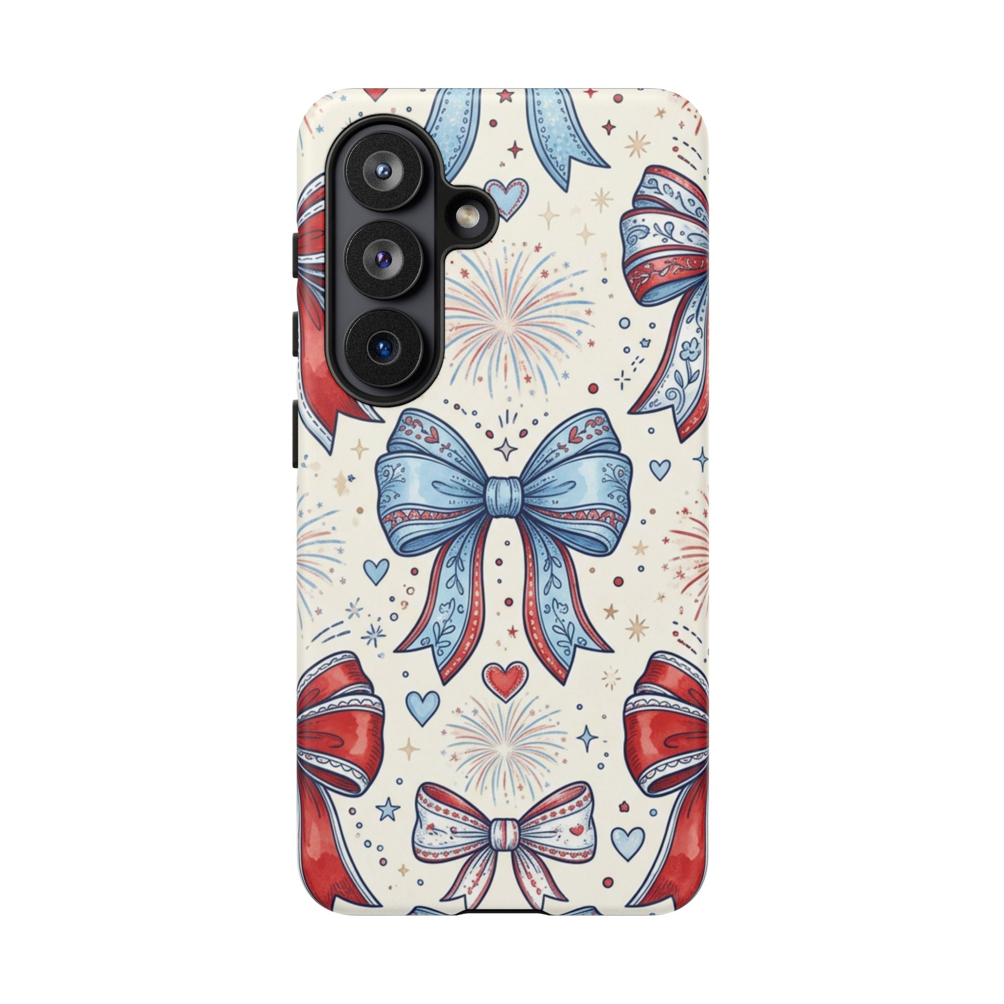 Patriotic Coquette Bows Phone Case – Americana Ribbon & Fireworks Design Printify