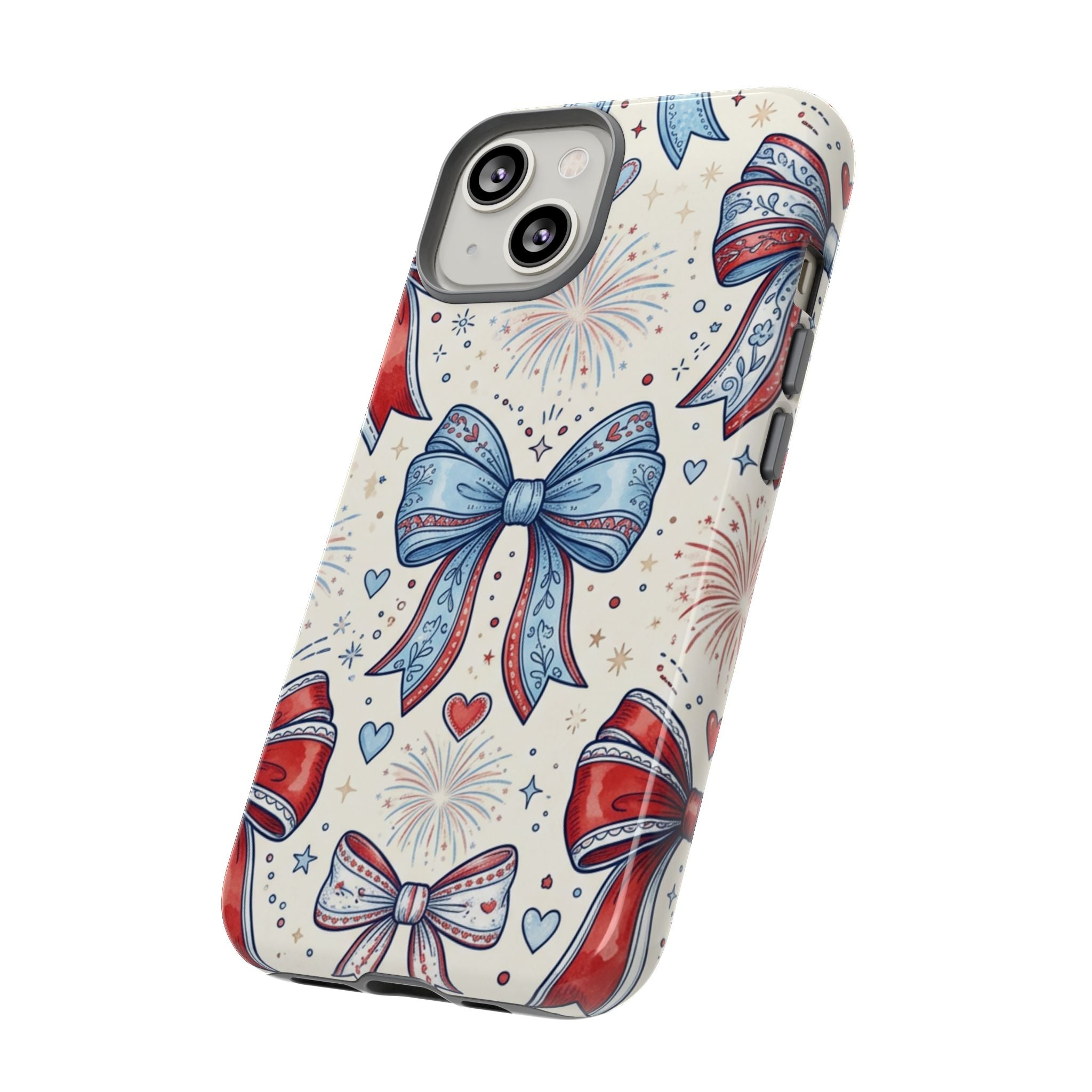 Patriotic Coquette Bows Phone Case – Americana Ribbon & Fireworks Design Printify