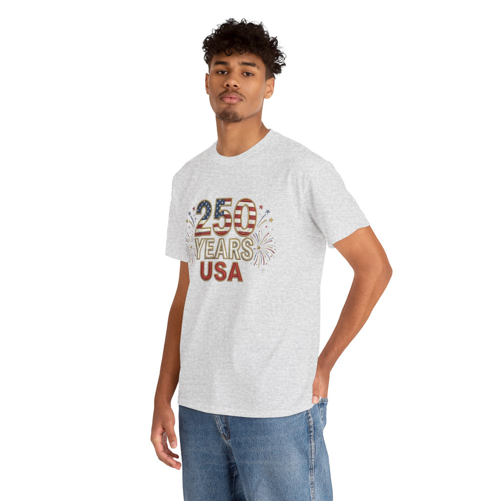 "250 YEARS" Patriotic Unisex Cotton T-Shirt – Gildan 5000 Heavy Tee