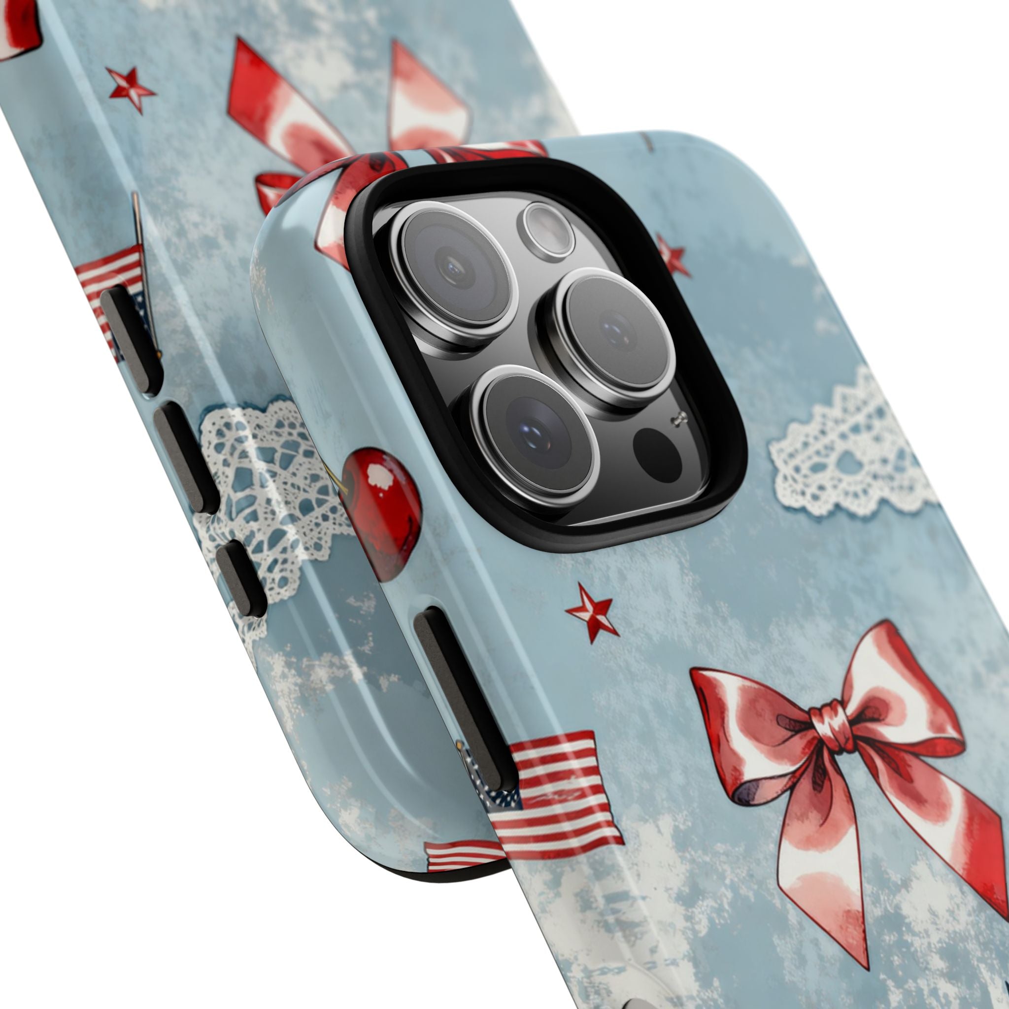 Americana Coquette Cherry Bow Phone Case Printify
