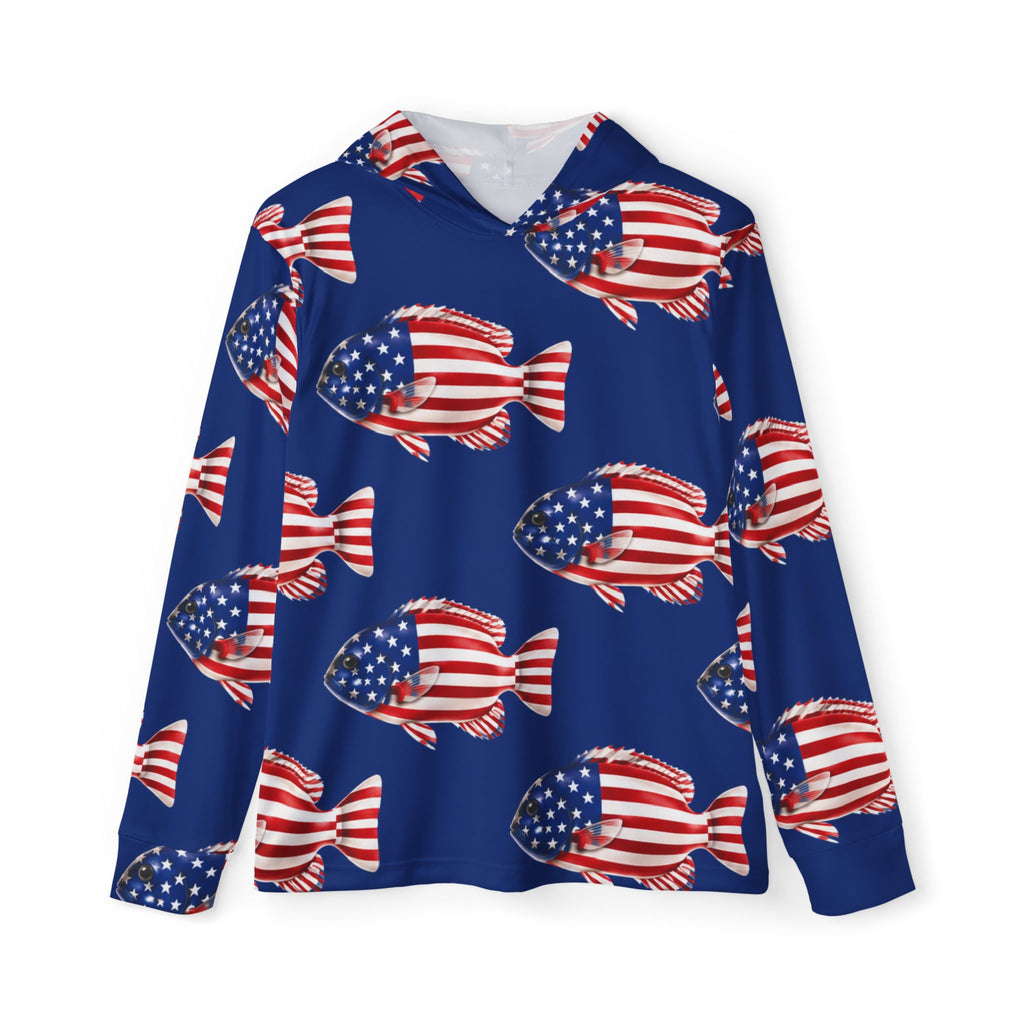 Stars & Stripes Bluegill Performance Hoodie – Patriotic Fishing Hooded Shirt Printify