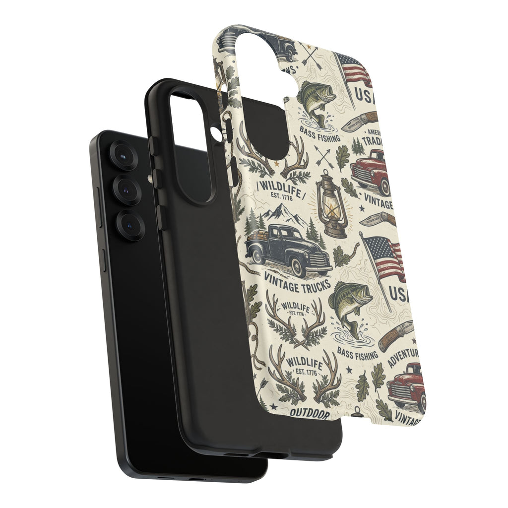 Patriotic Outdoors Phone Case – Bass Fishing & Vintage Americana Case Printify