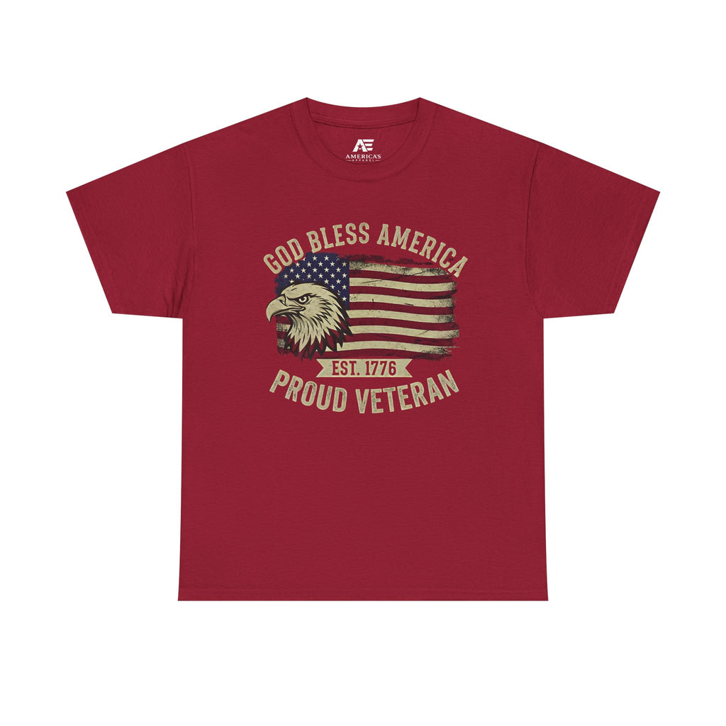 God Bless America Veterans Edition Patriotic T-Shirt – Vintage Eagle Flag Tee