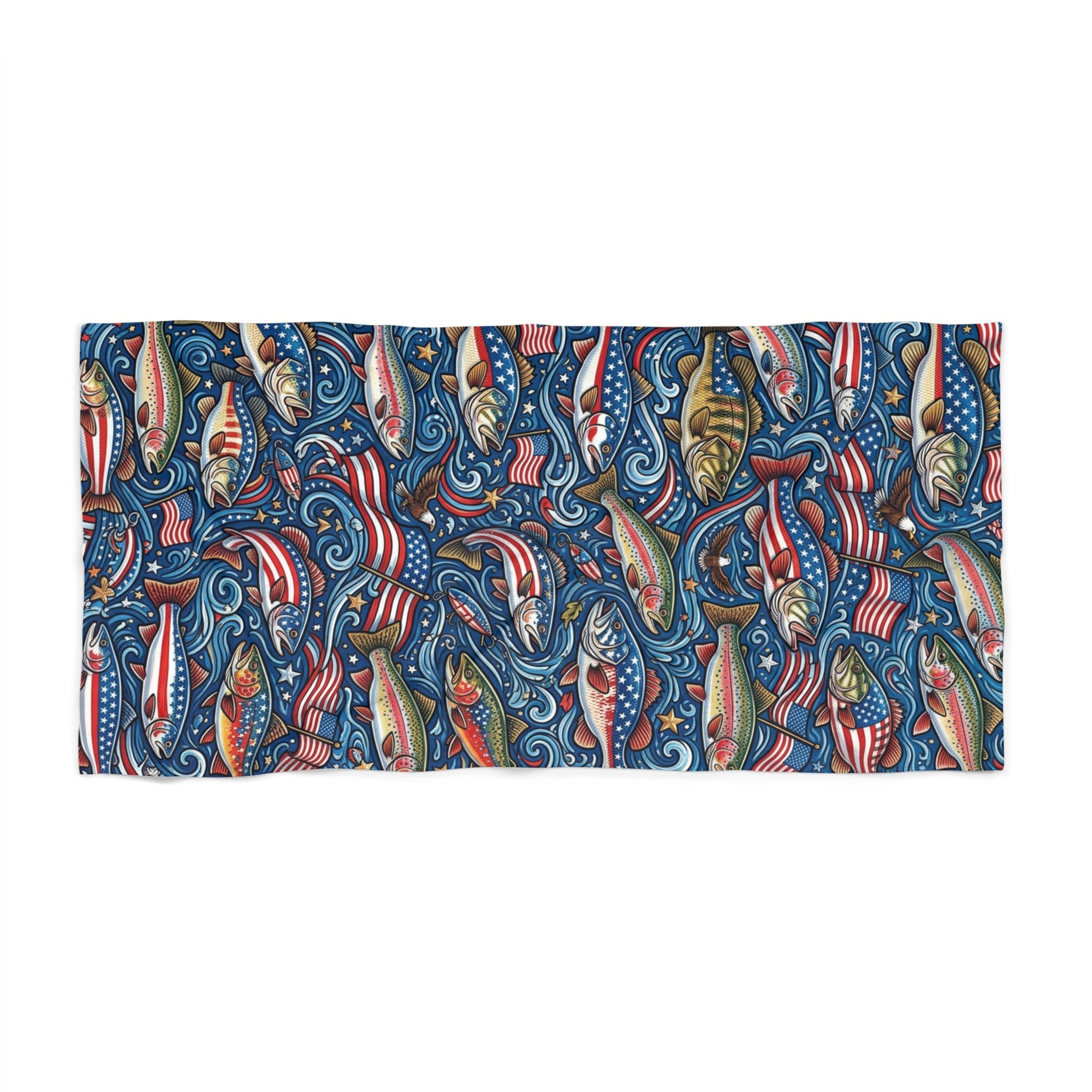 American Bass Beach Towel — Patriotic Fishing Print Printify