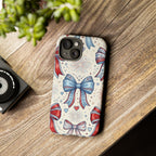 Patriotic Coquette Bows Phone Case – Americana Ribbon & Fireworks Design Printify