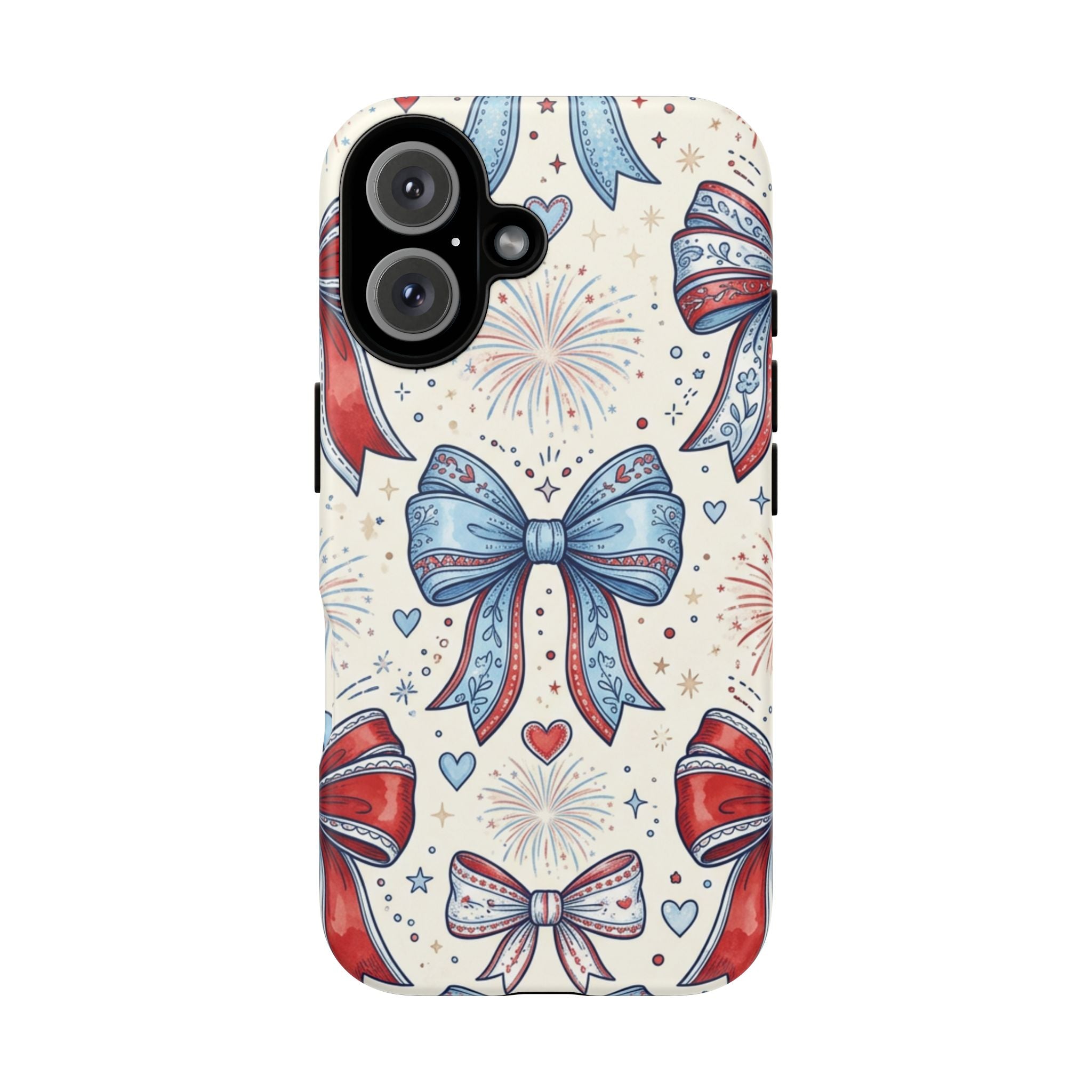 Patriotic Coquette Bows Phone Case – Americana Ribbon & Fireworks Design Printify