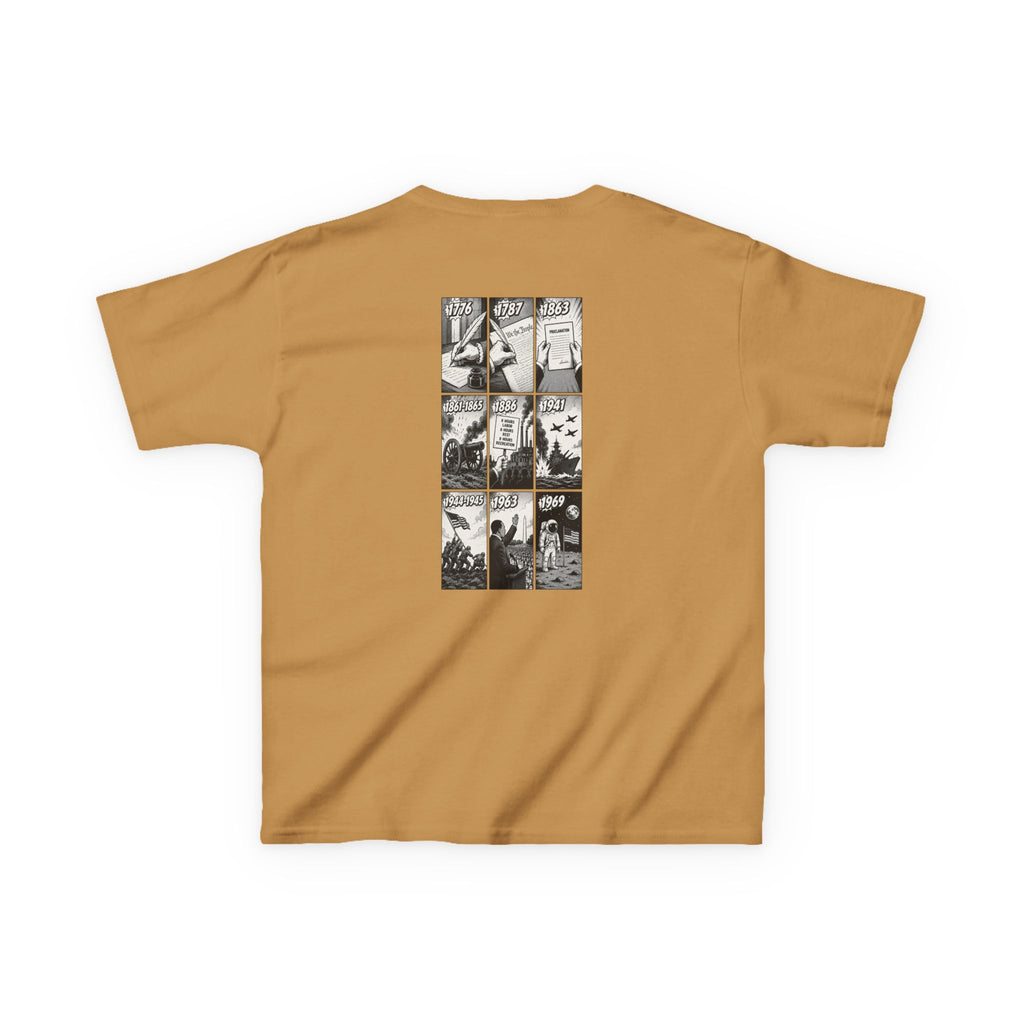 America Comic Book History Kids Tee Printify