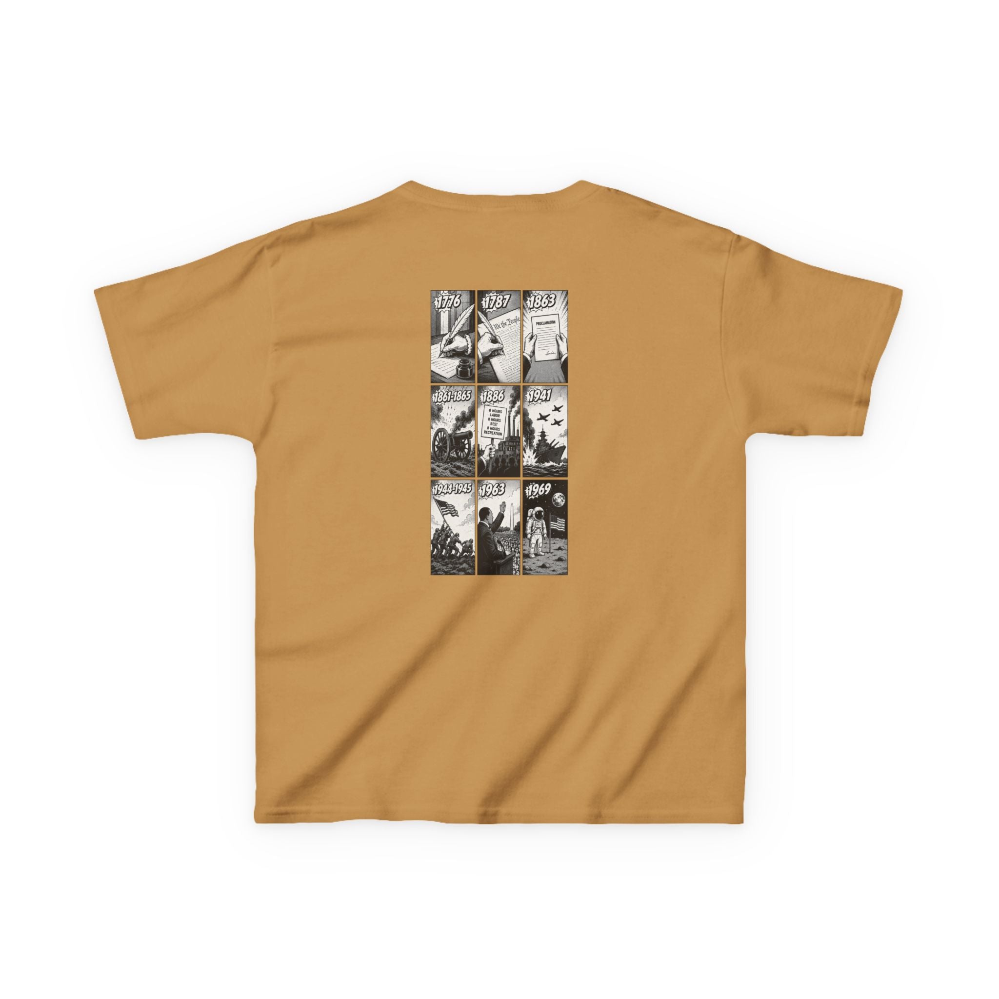 America Comic Book History Kids Tee Printify