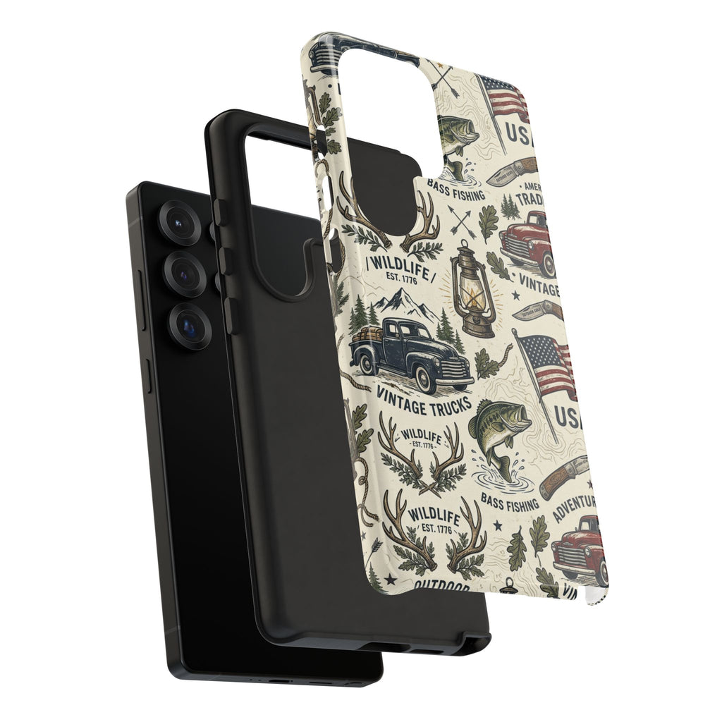 Patriotic Outdoors Phone Case – Bass Fishing & Vintage Americana Case Printify