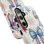 Patriotic Coquette Bows Phone Case – Americana Ribbon & Fireworks Design Printify