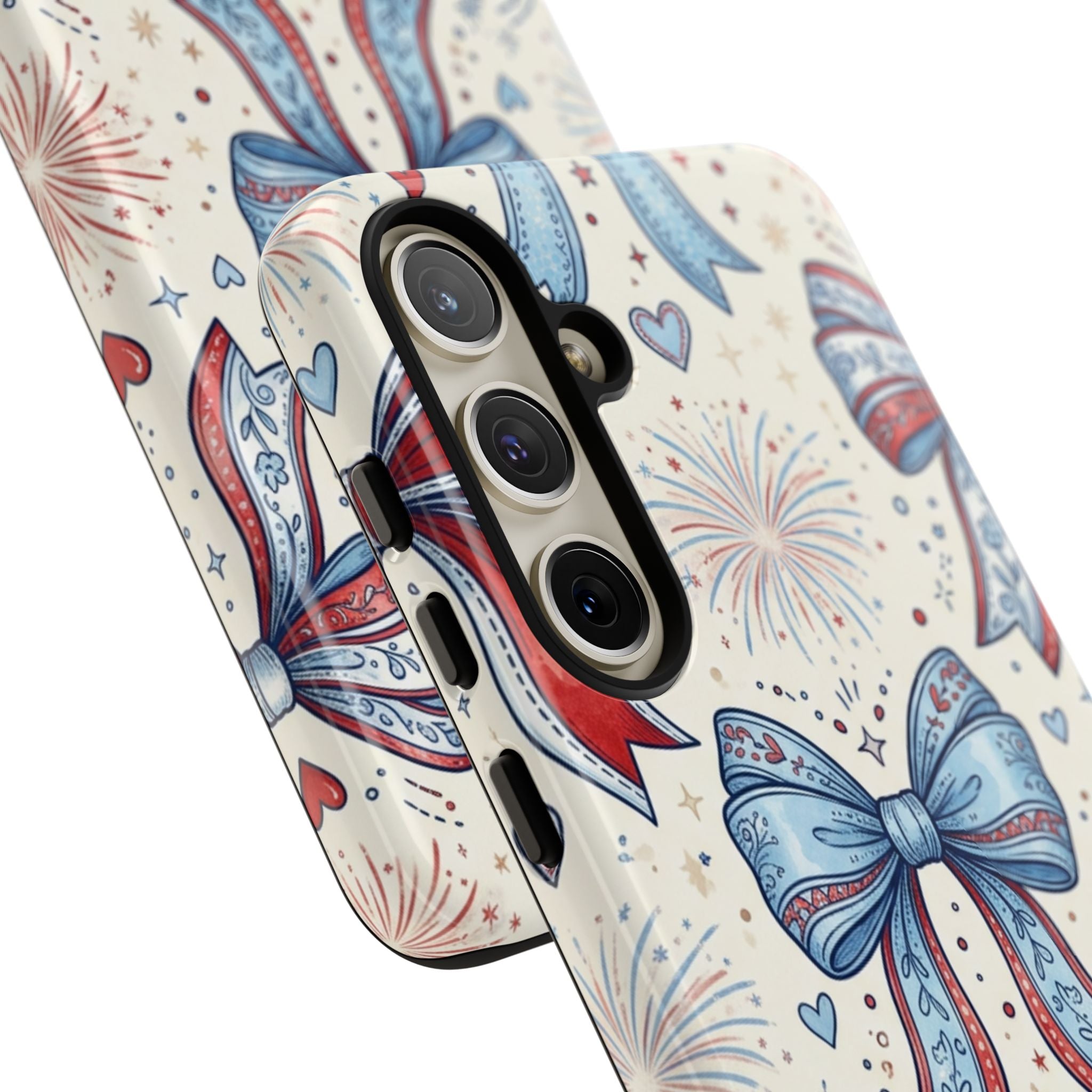 Patriotic Coquette Bows Phone Case – Americana Ribbon & Fireworks Design Printify
